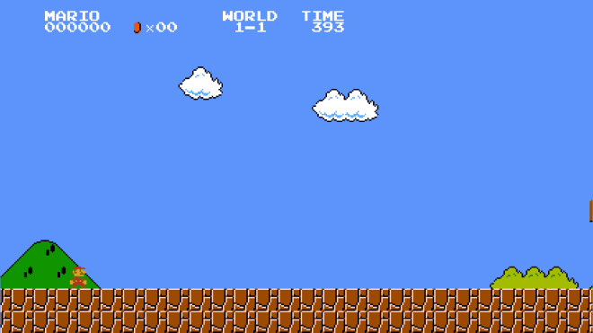 A screenshot of the start of my version of level 1-1.